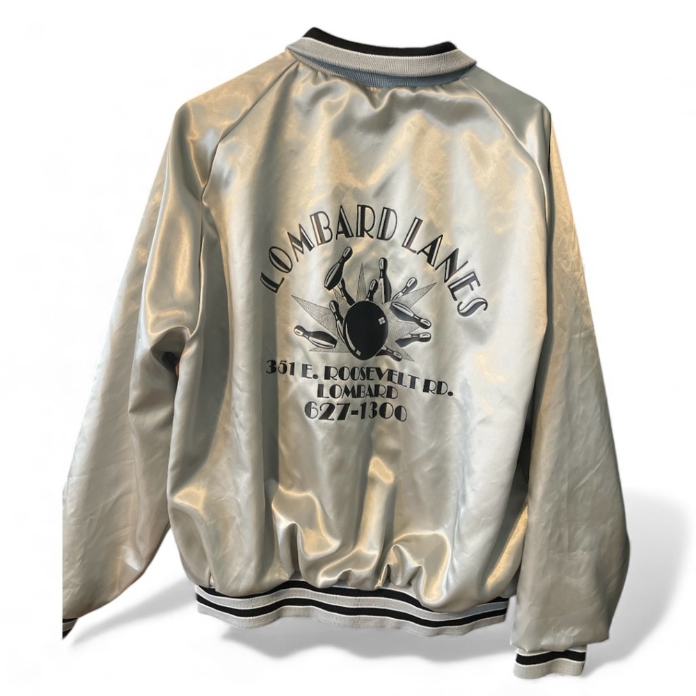 Vintage 80”Women's Satin Bomber Jacket - Silver🤍💎 - Picture 13 of 14